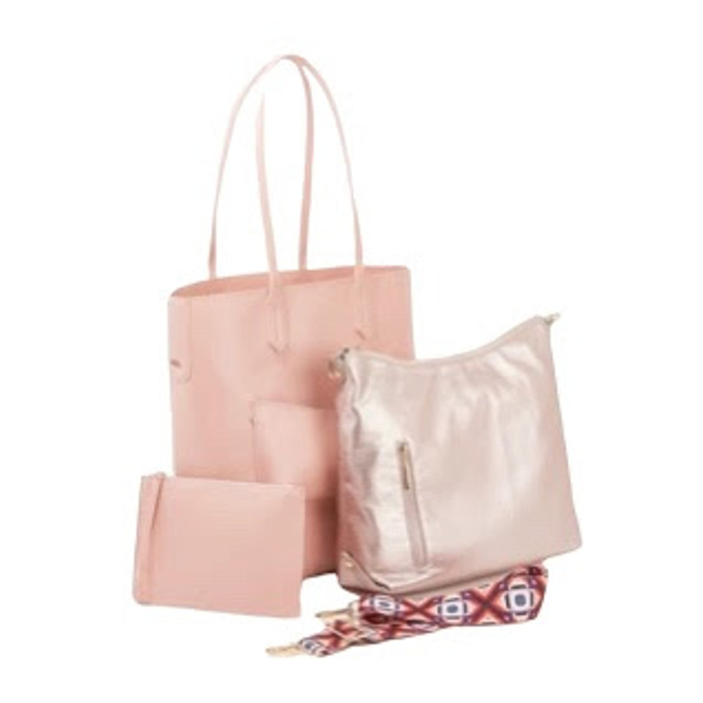 Charley Was Here 3-in-1 Tote w/ Hobo Bag and Wristlet Blush